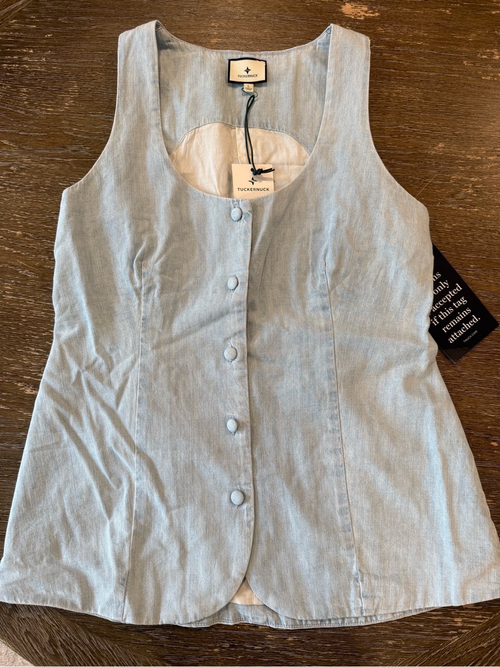 Tuckernuck Light Blue Linen-Blend Button Front Tank
